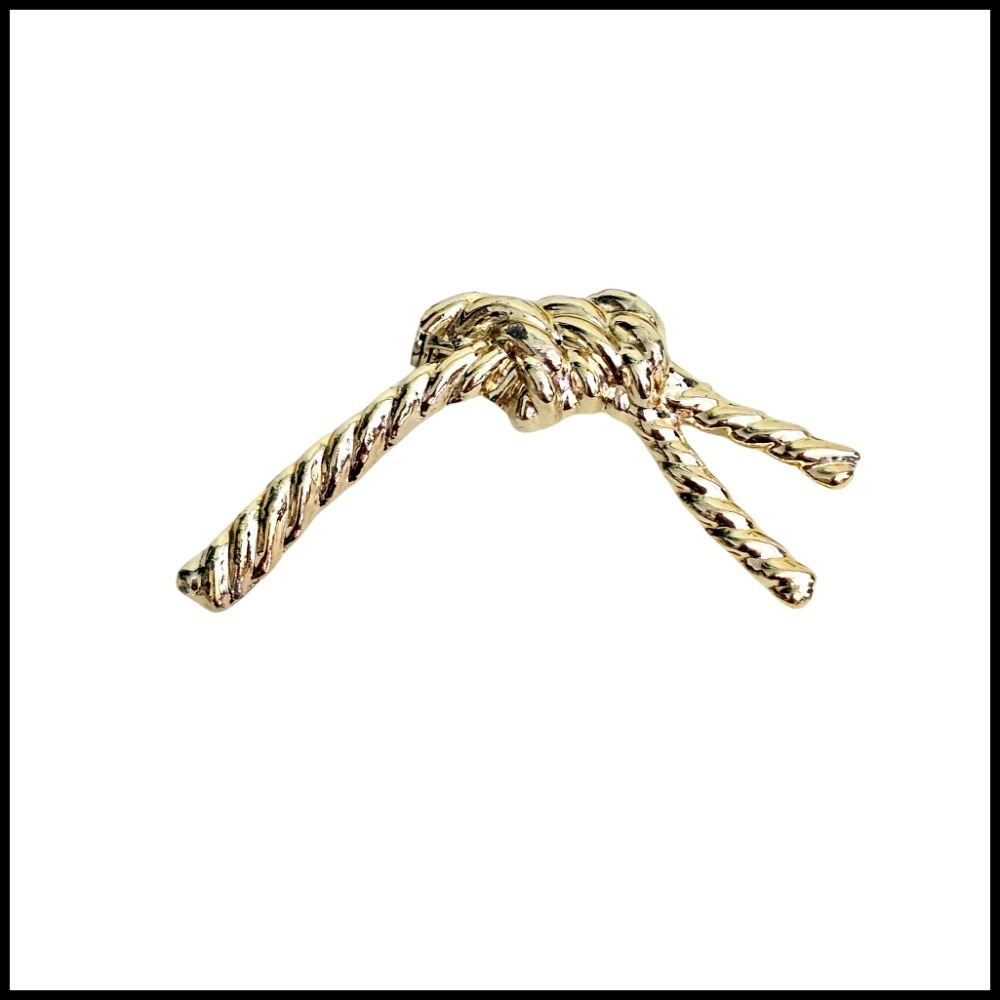 Rope Knot Brooch Pin Gold Tone Twisted Nautical Sailor Clasp‎ Jewelry